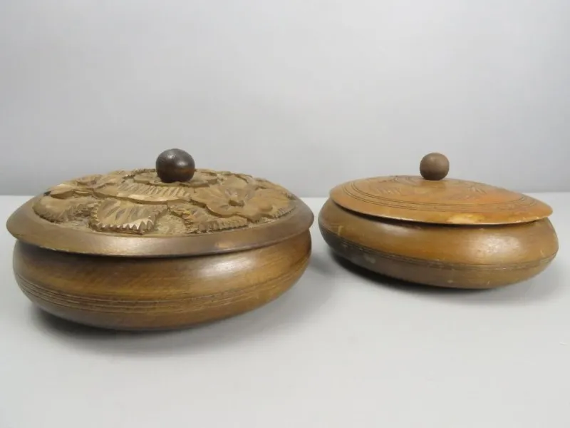 2 Houten opbergdozen