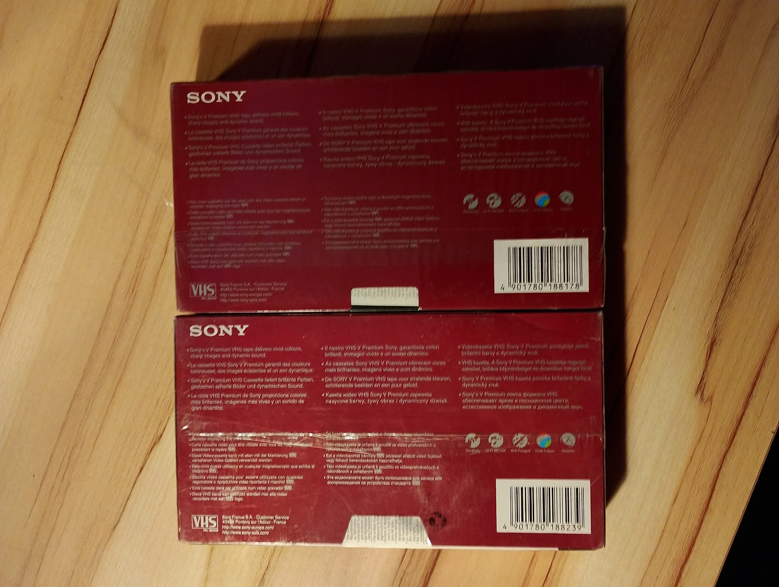 5 Sony VHS videocassettes